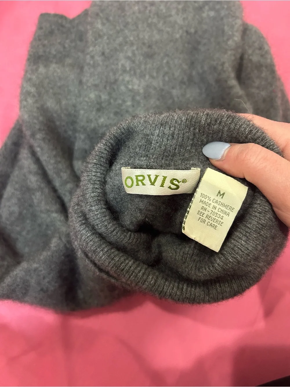 Orvis 100% Cashmere Girls Charcoal Turtleneck Sweater